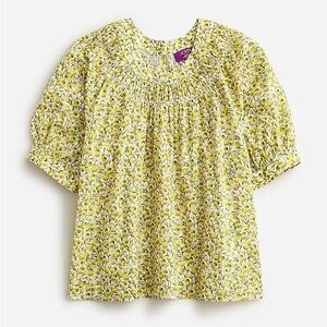 J. Crew High-neck puff-sleeve top in Liberty® Eliza's Yellow fabric